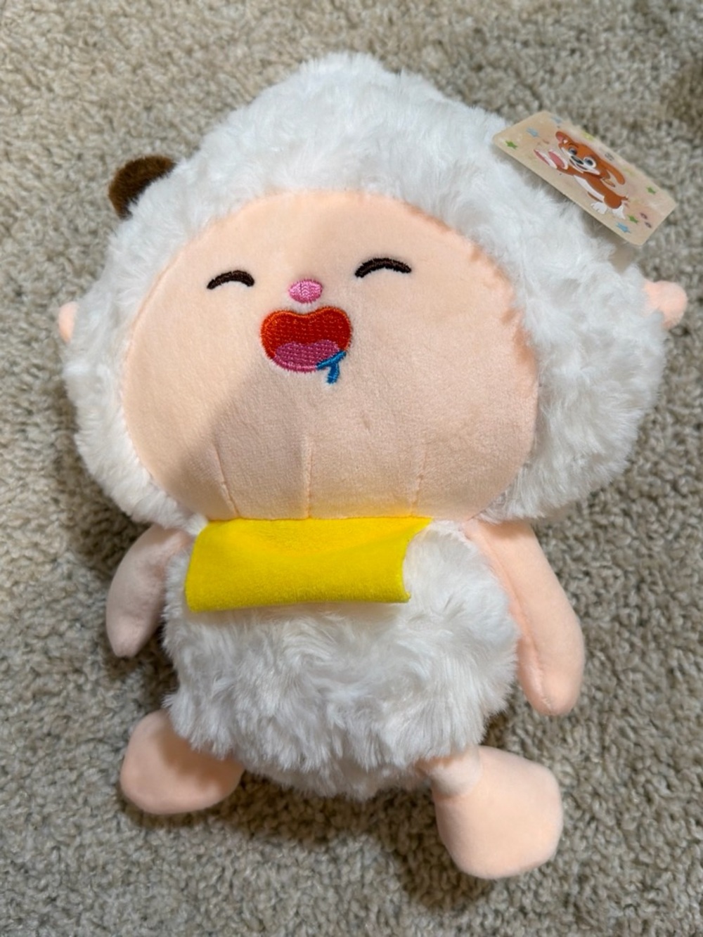 SHEIN Plush Sheep Toy in White, Peach & Yellow